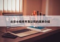 北京小程序开发公司的简单介绍